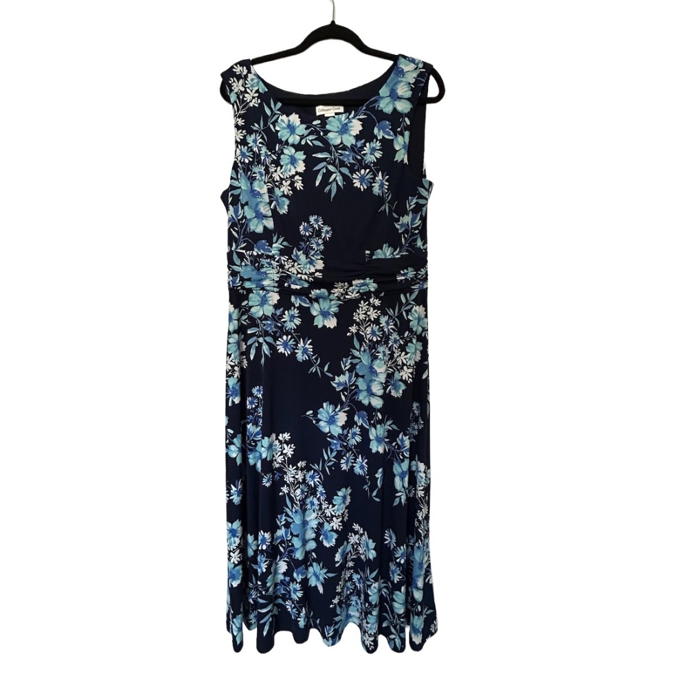 Coldwater Creek Sleeveless Dress | Blue Floral | XL | Like New